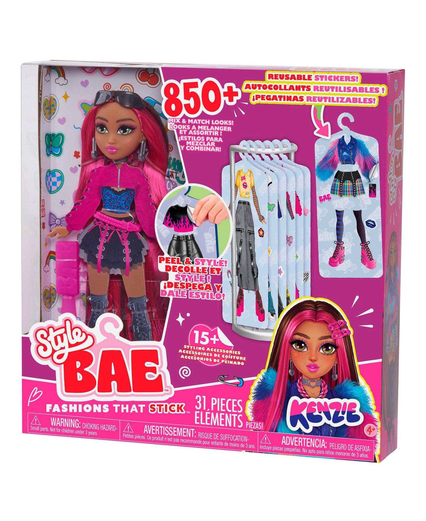 Style Bae Kenzie 10-inch Fashion Doll with Reusable Sticker Outfits and Accessories