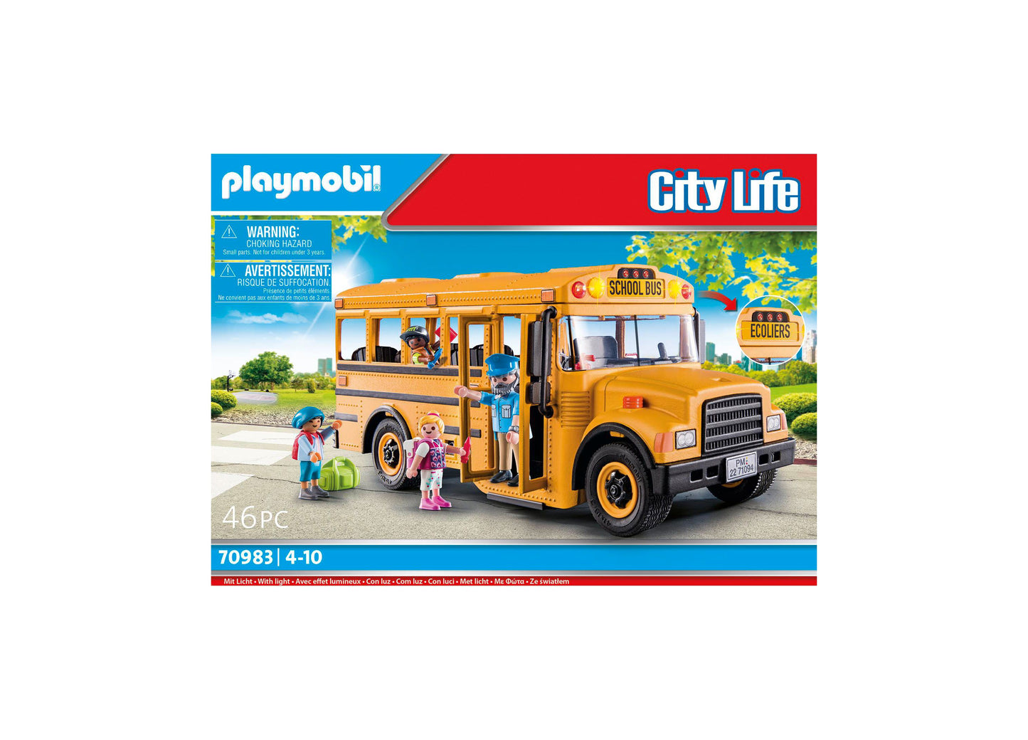 Playmobil City Life 46-Piece School Bus Playset with Flashing Lights