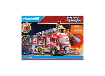 Playmobil City Action Fire Truck with Lights and Sound, 86-Piece Set