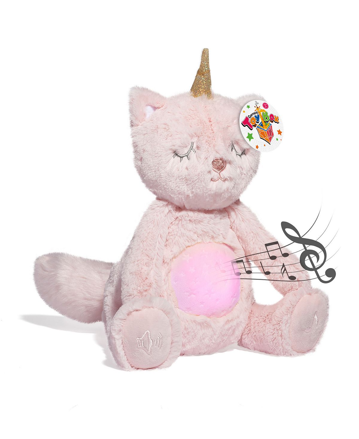 Geoffrey's Toy Box 10" Interactive Soothing Kitty Corn Plush with LED Lights and Sounds