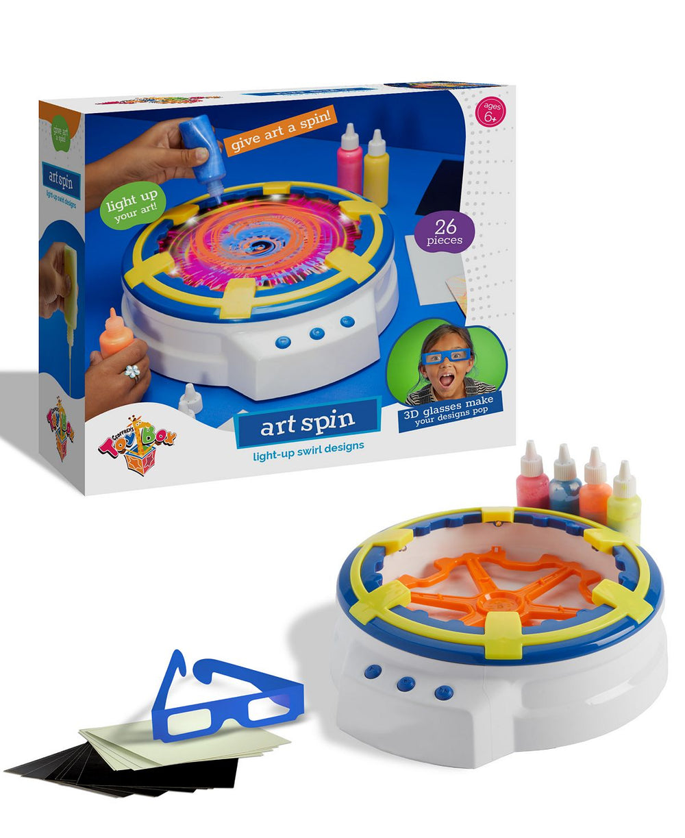 Geoffrey's Toy Box 3D Spin Art Kit - Light-Up Swirl Designs for Kids