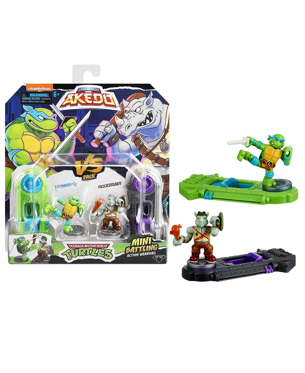 Akedo Ultimate Arcade Warriors Teenage Mutant Ninja Turtles - Leonardo vs Rocksteady Action Figures