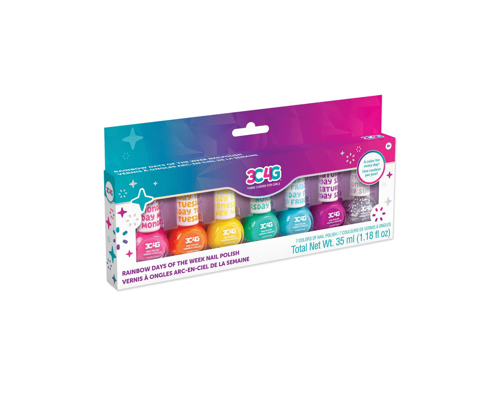 3C4G Rainbow Days of the Week Vibrant Nail Polish Set - Kids Safe