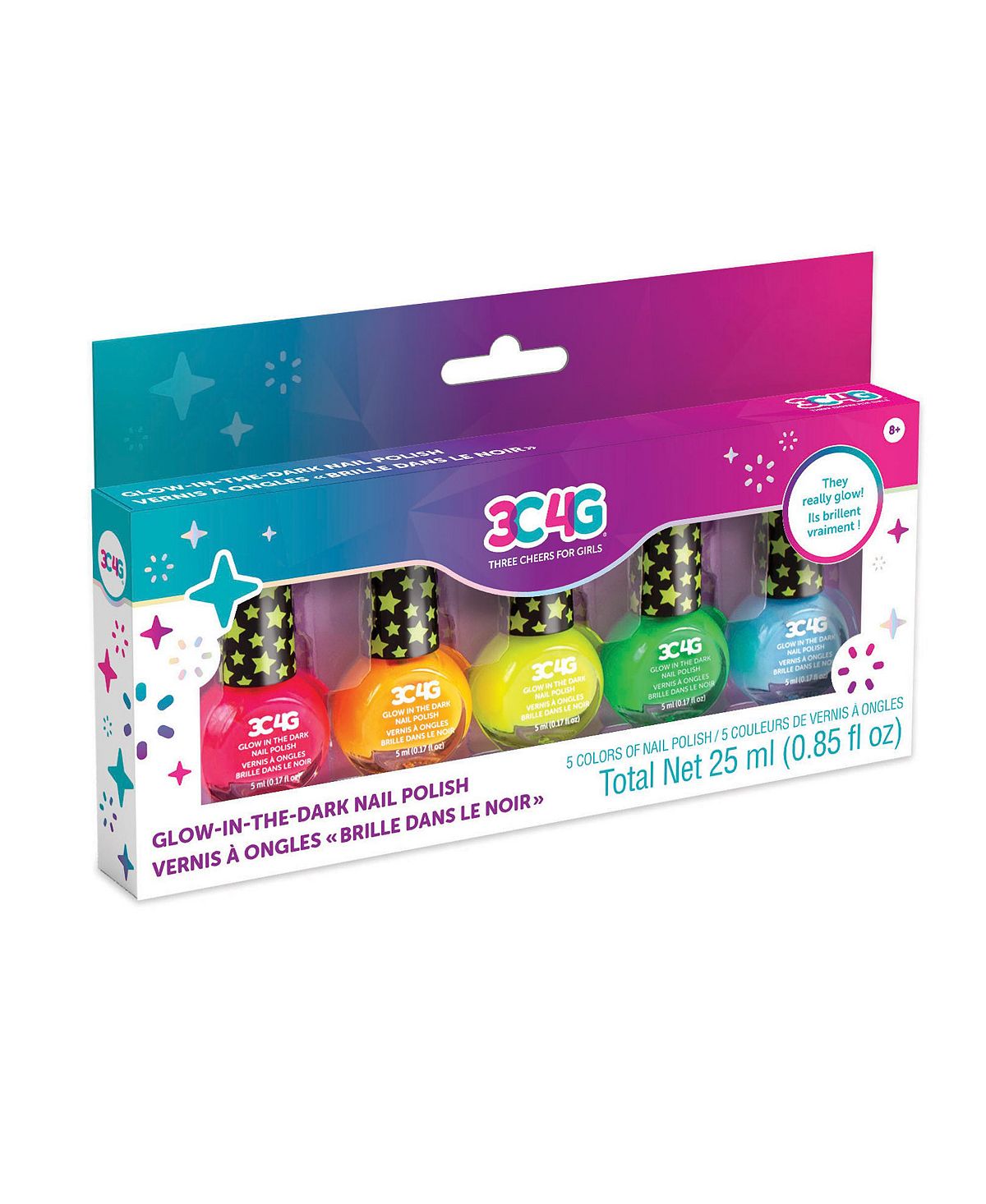 3C4G Glow in the Dark Nail Polish Set - Vibrant Colors for Kids