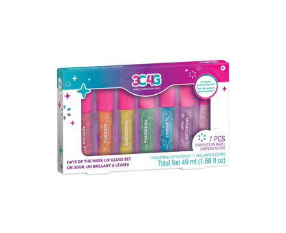 3C4G Flavorful Days of the Week Lip Gloss Set - Scented Roller Ball Tubes