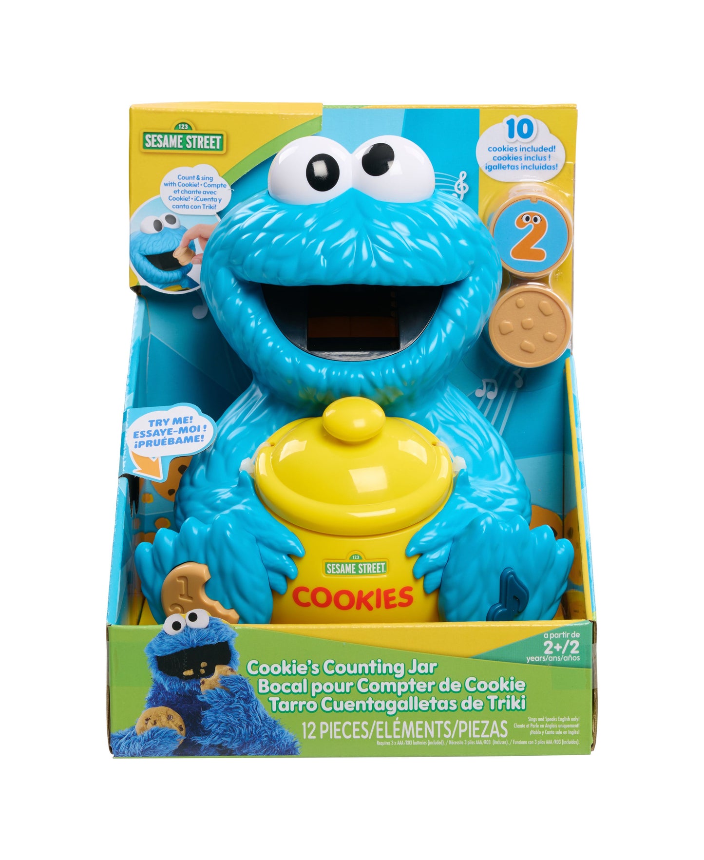 Sesame Street Cookie Monster's Counting Jar - Interactive Learning Toy with Sounds and Phrases