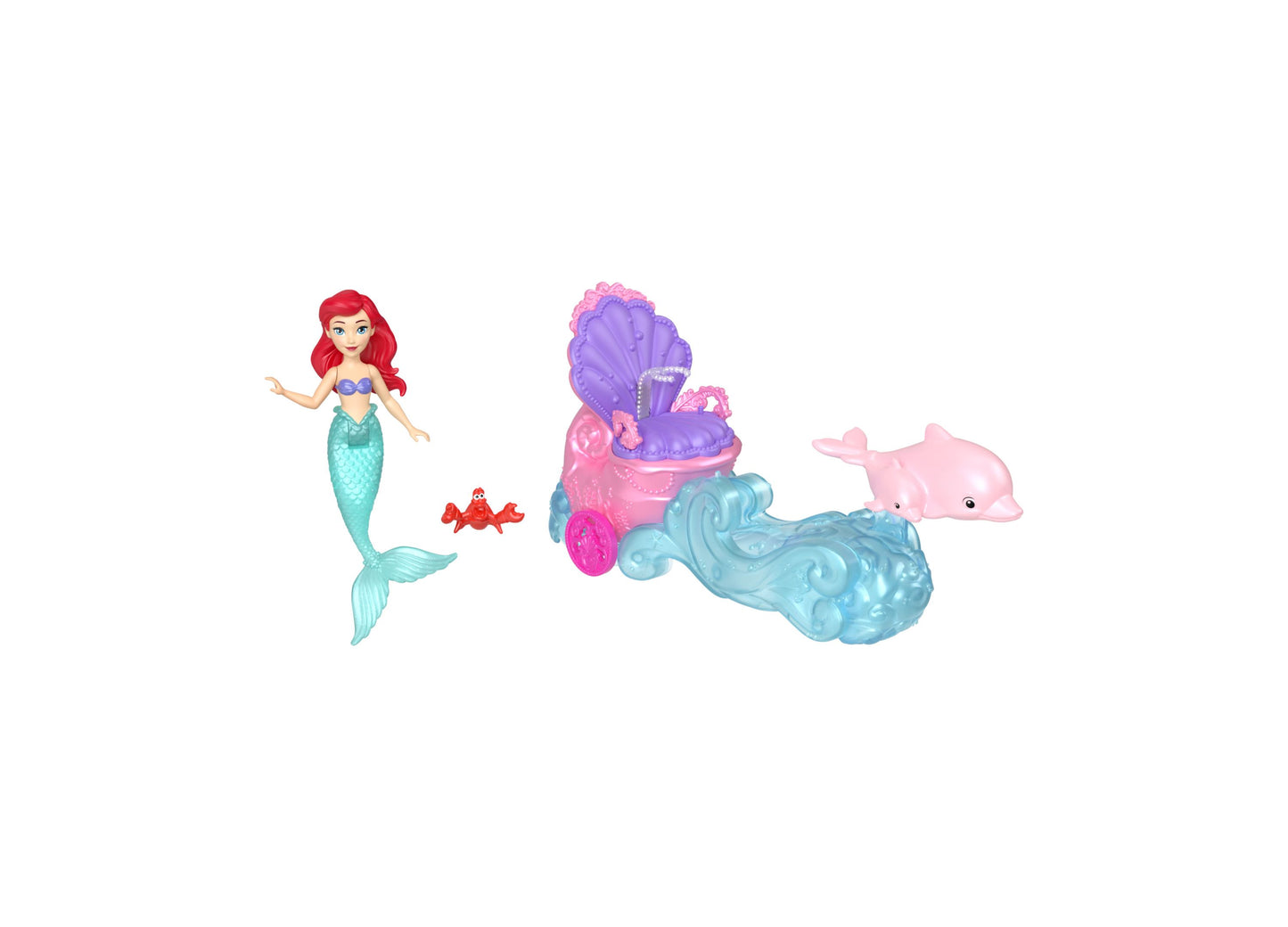 Disney Princess Mermaid Ariel Small Doll & Rolling Chariot Friend