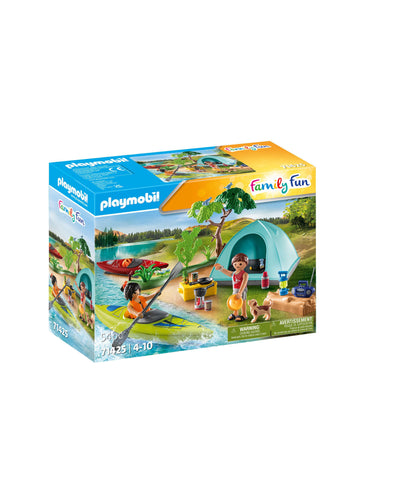 PLAYMOBIL Family Camping Trip Playset with Kayaks and Tent