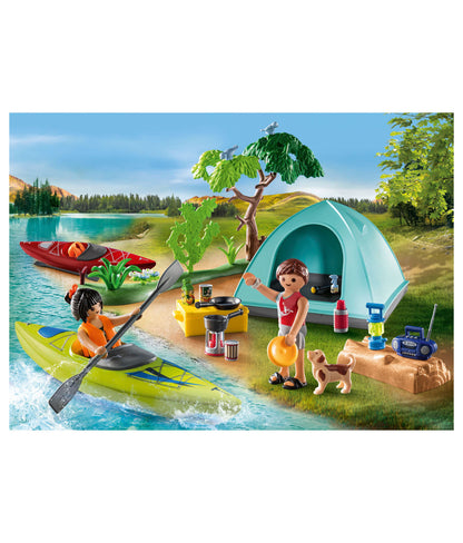 PLAYMOBIL Family Camping Trip Playset with Kayaks and Tent