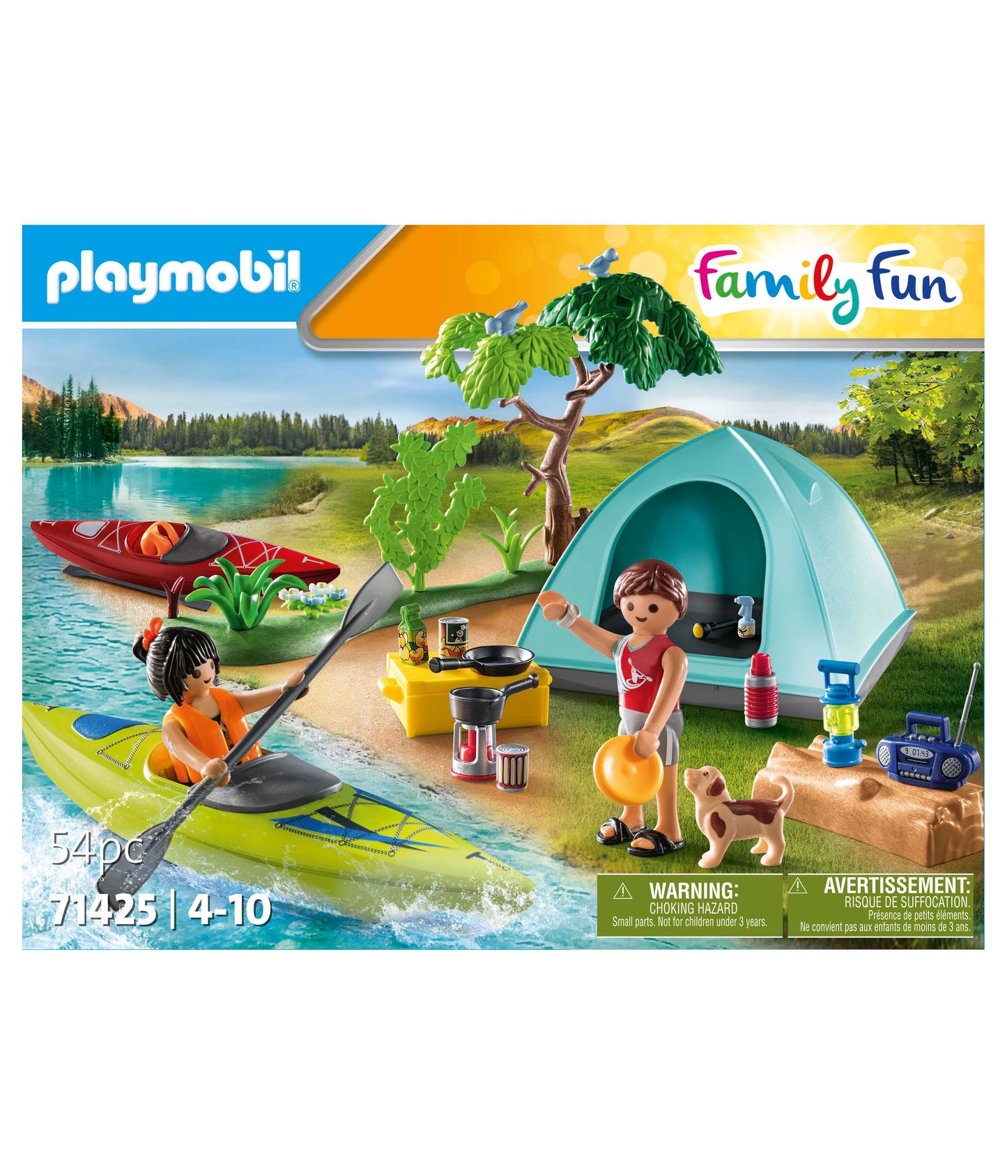 PLAYMOBIL Family Camping Trip Playset with Kayaks and Tent