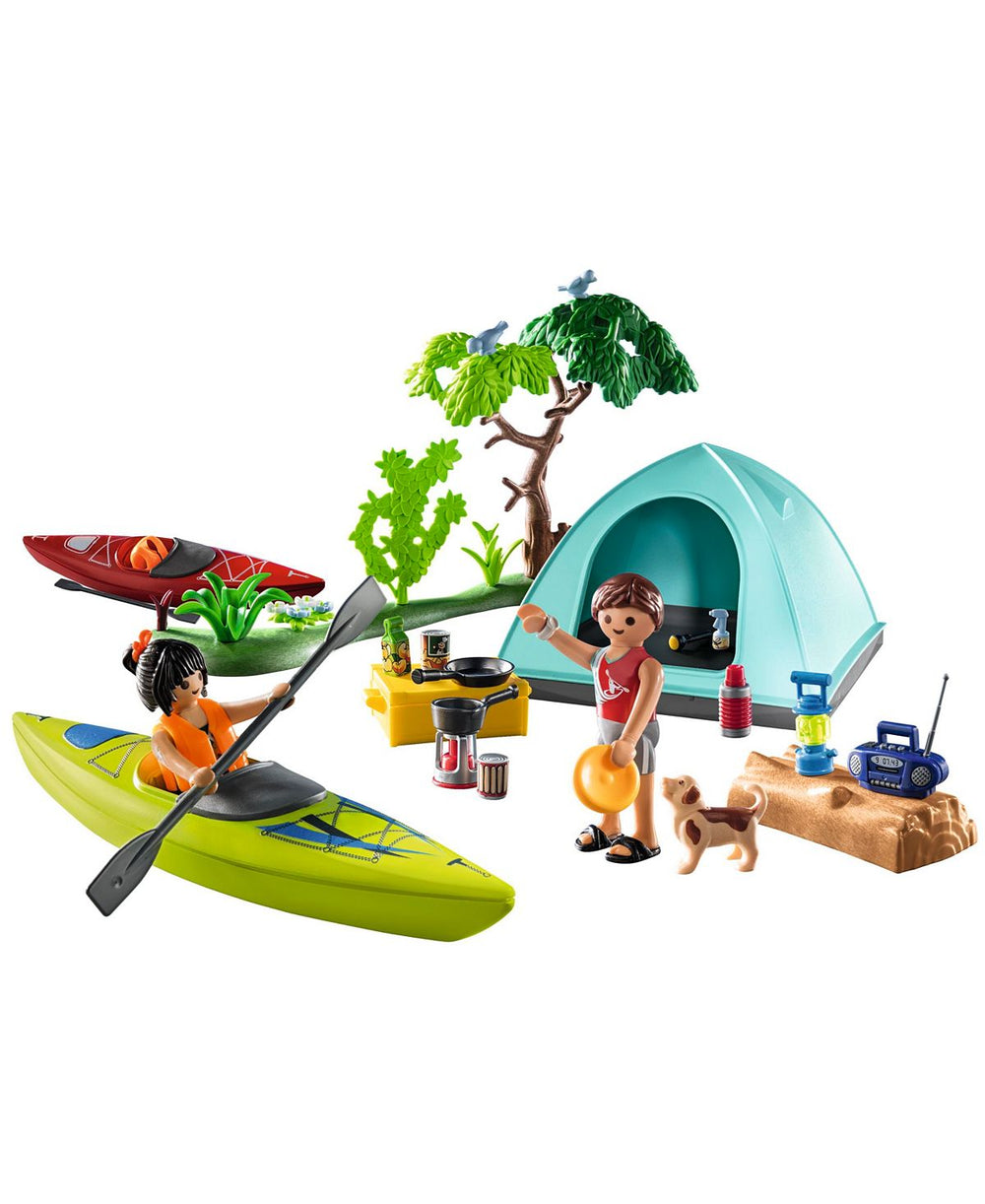 PLAYMOBIL Family Camping Trip Playset with Kayaks and Tent