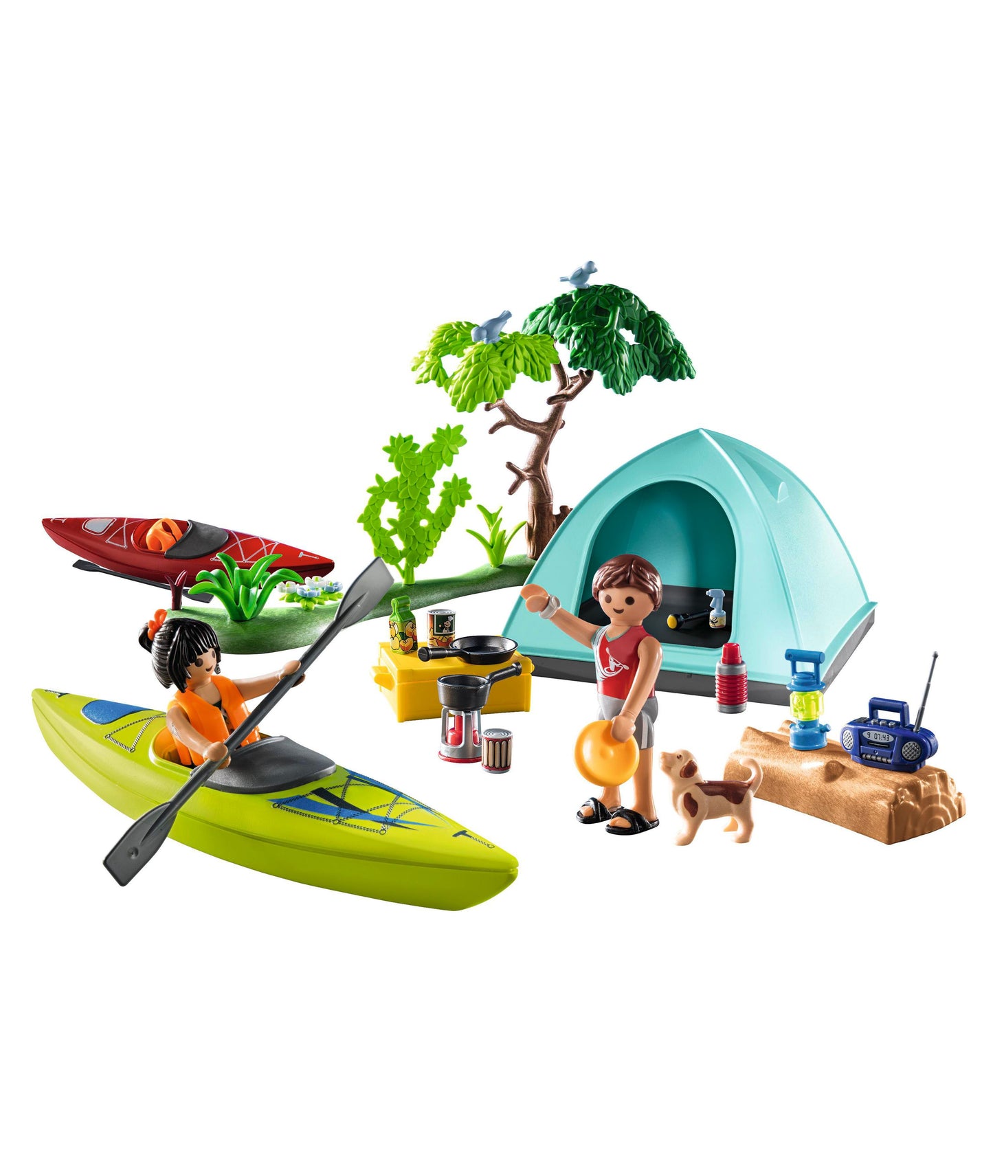 PLAYMOBIL Family Camping Trip Playset with Kayaks and Tent