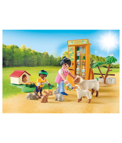 PLAYMOBIL Petting Zoo Interactive Playset with Food Dispenser