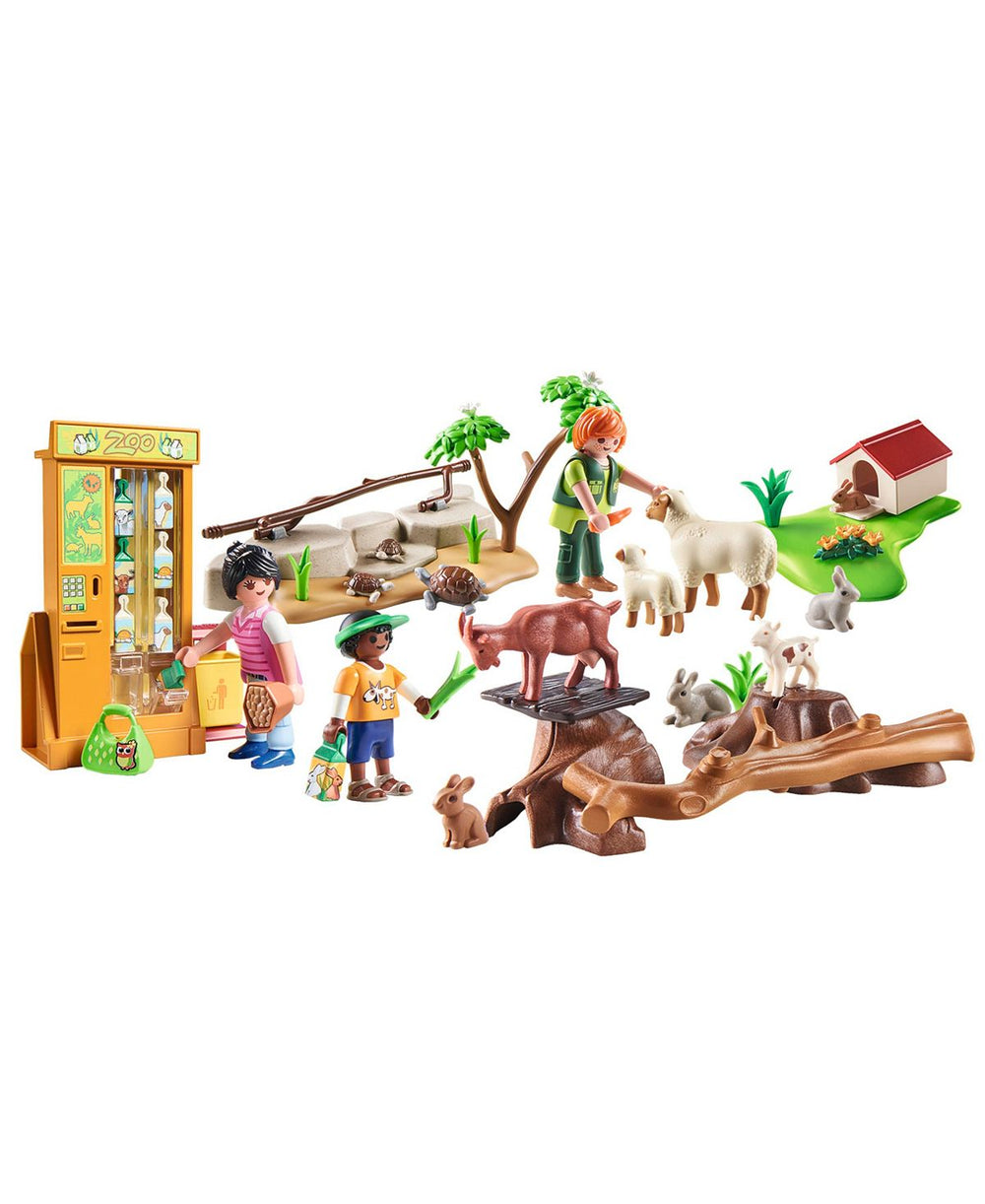 PLAYMOBIL Petting Zoo Interactive Playset with Food Dispenser