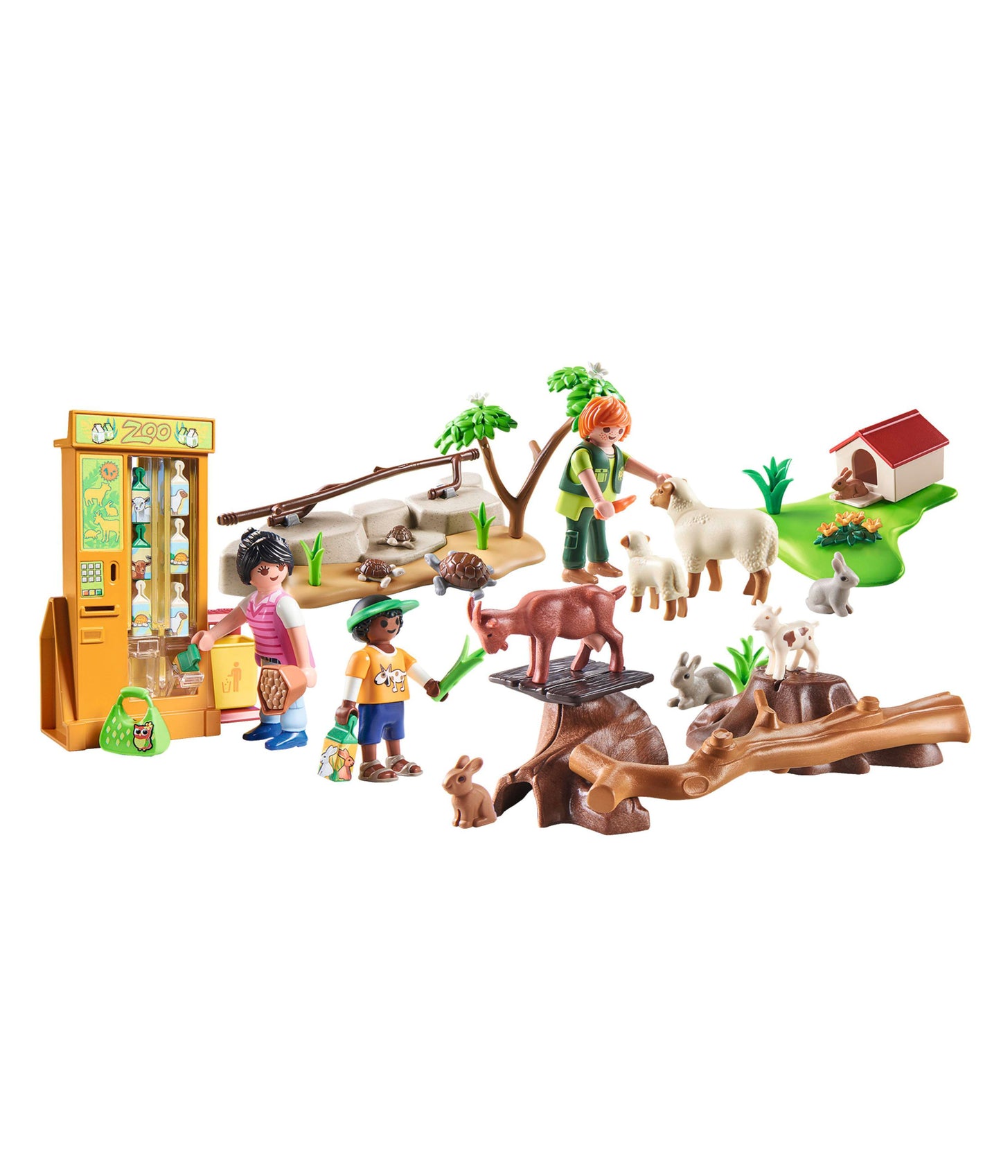 PLAYMOBIL Petting Zoo Interactive Playset with Food Dispenser