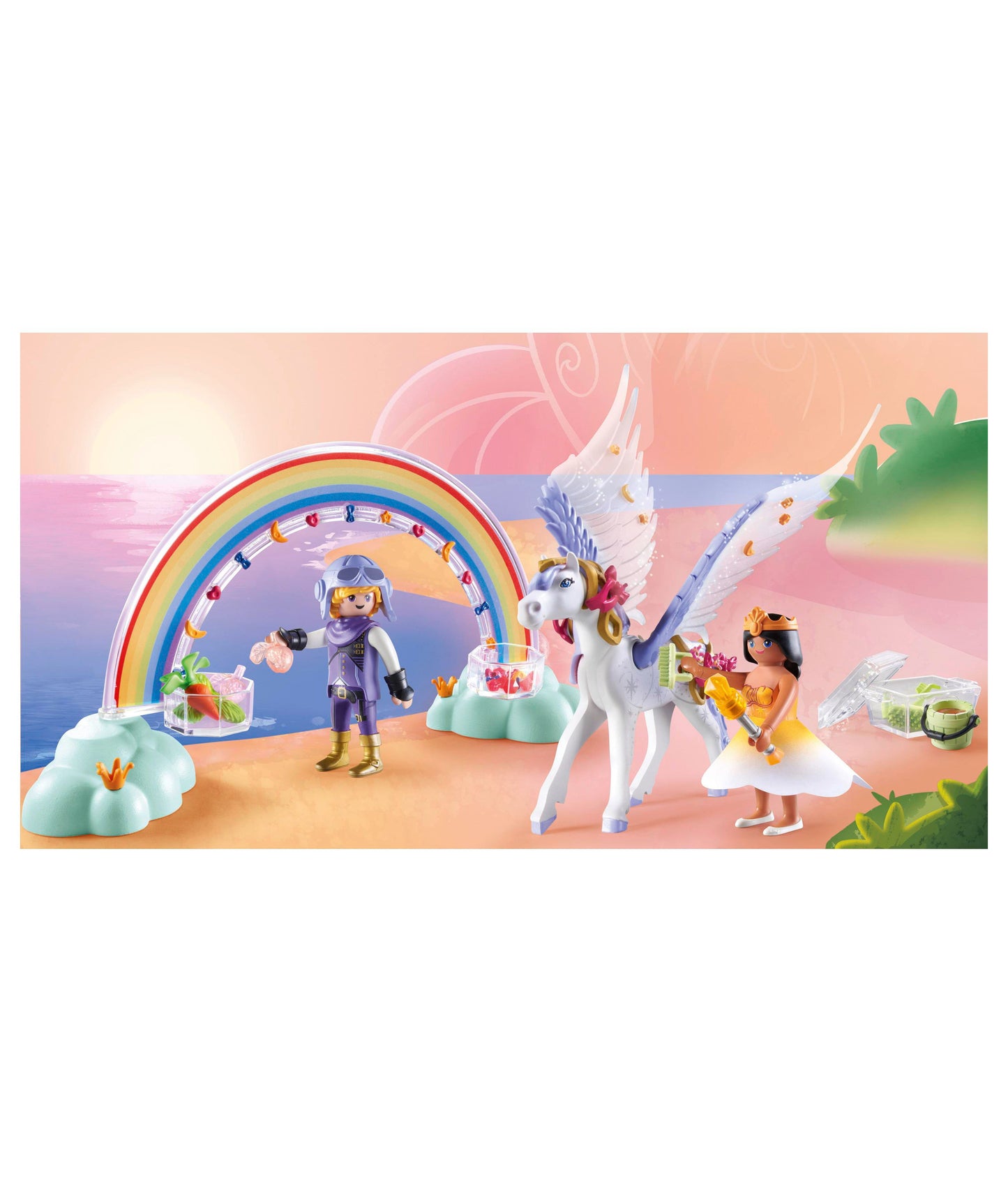 PLAYMOBIL Princess Magic Pegasus with Rainbow Care Set, 85 Pieces