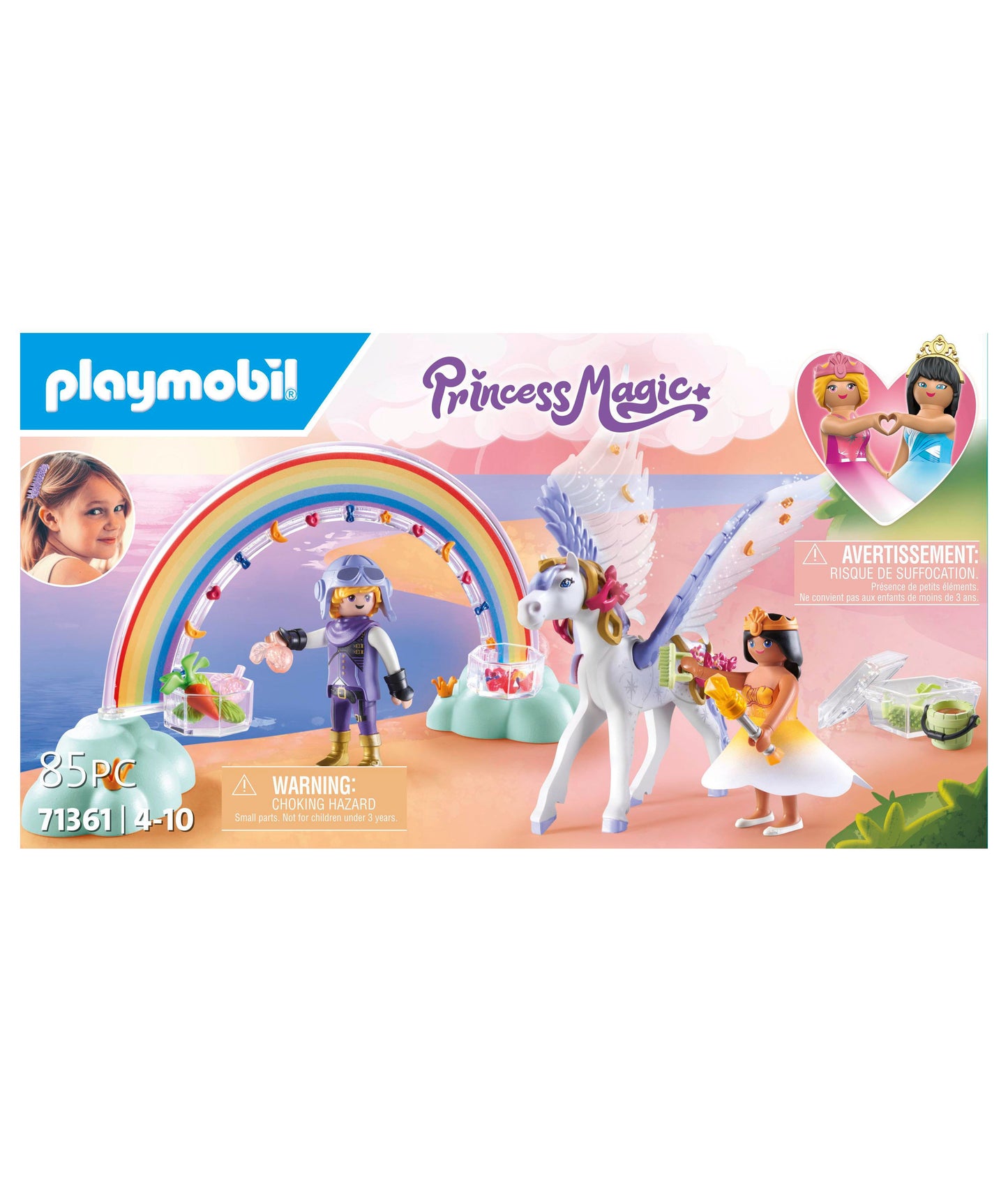 PLAYMOBIL Princess Magic Pegasus with Rainbow Care Set, 85 Pieces