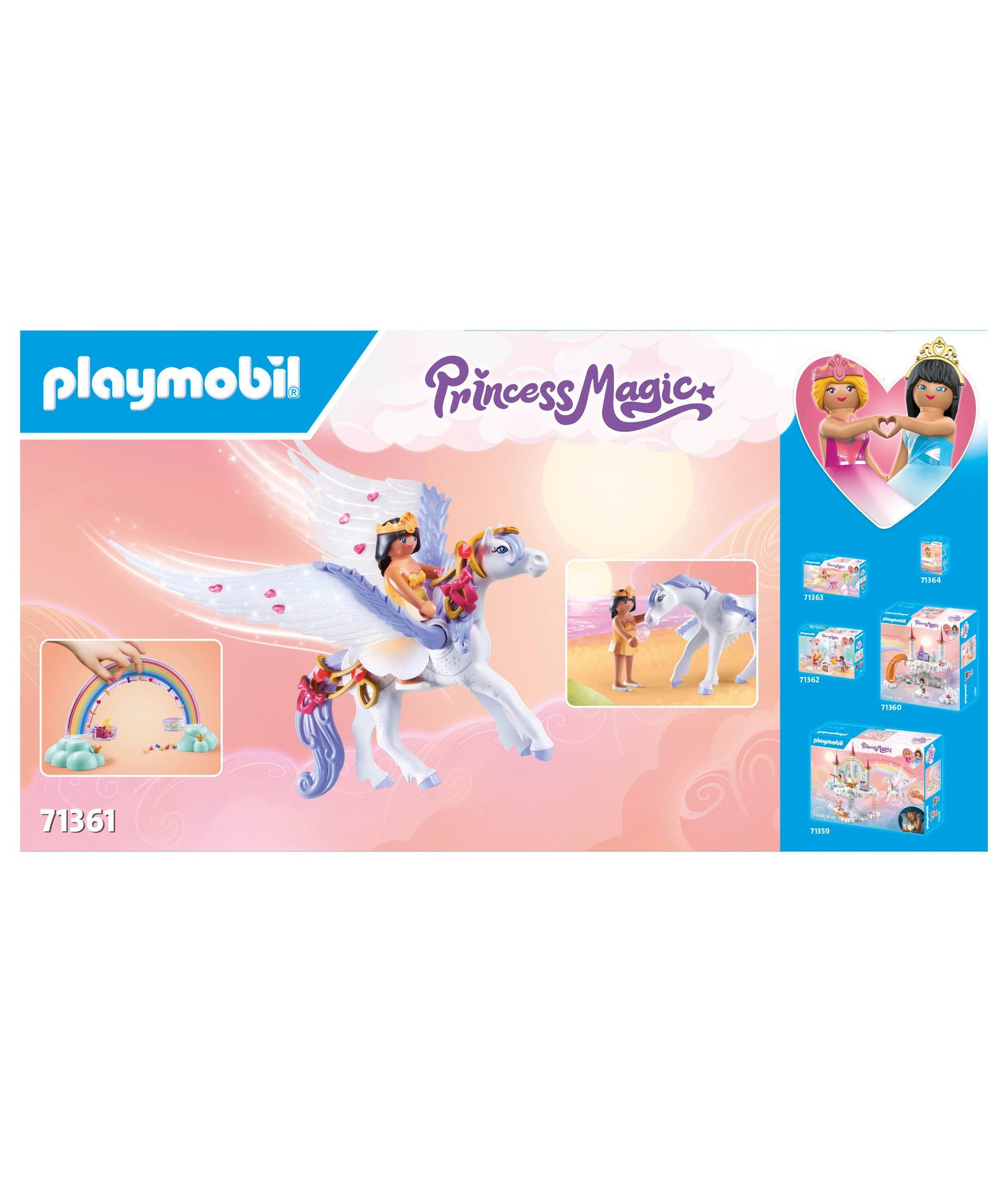 PLAYMOBIL Princess Magic Pegasus with Rainbow Care Set, 85 Pieces