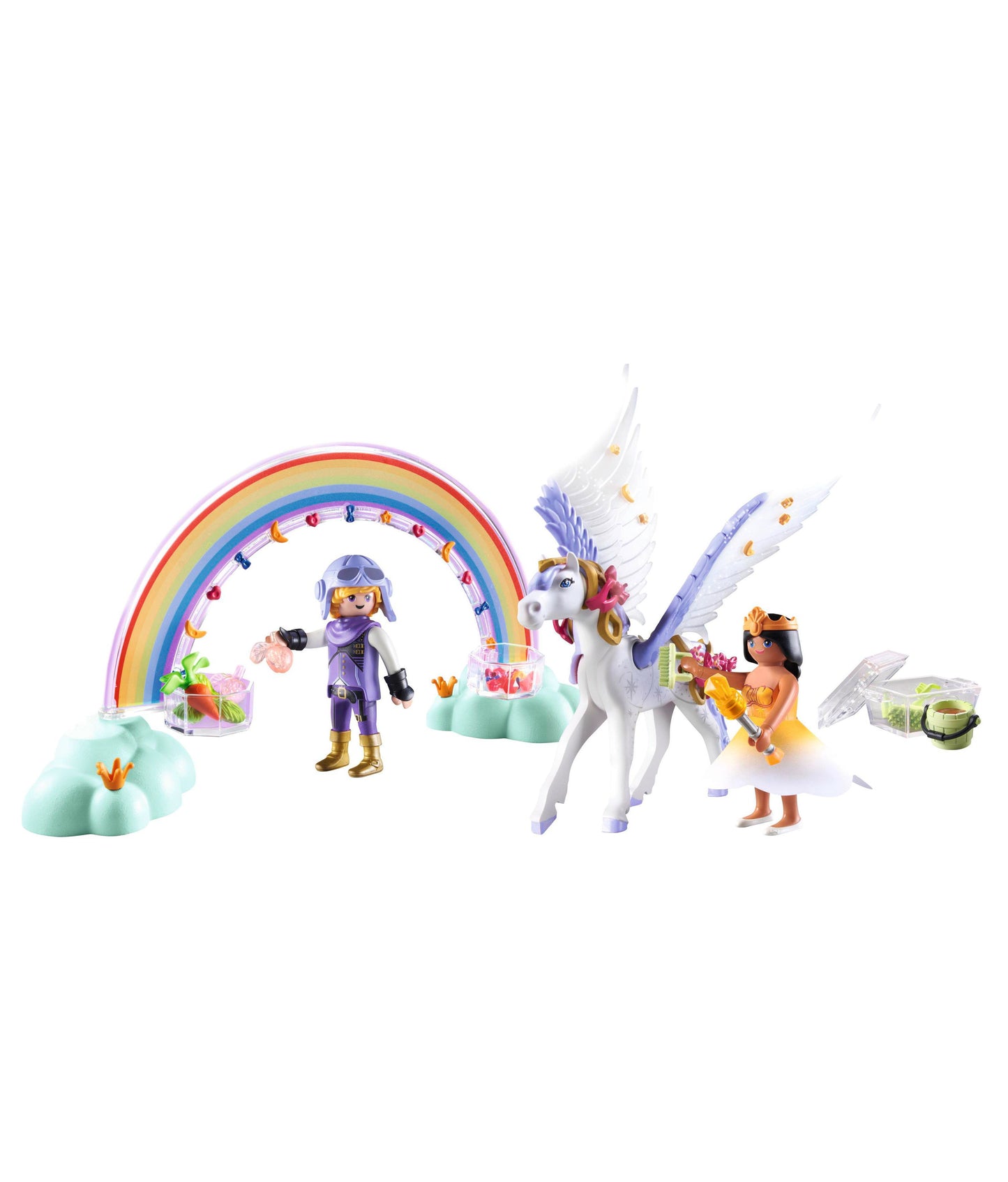 PLAYMOBIL Princess Magic Pegasus with Rainbow Care Set, 85 Pieces