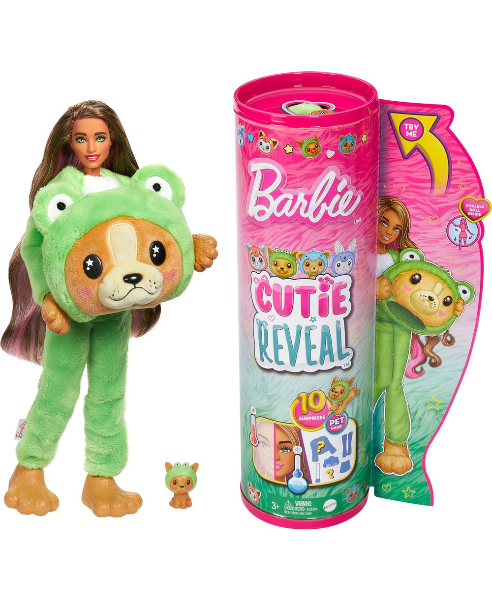 Barbie Cutie Reveal Costume-Themed Series Doll and Accessories with 10 Surprises, Puppy as Frog