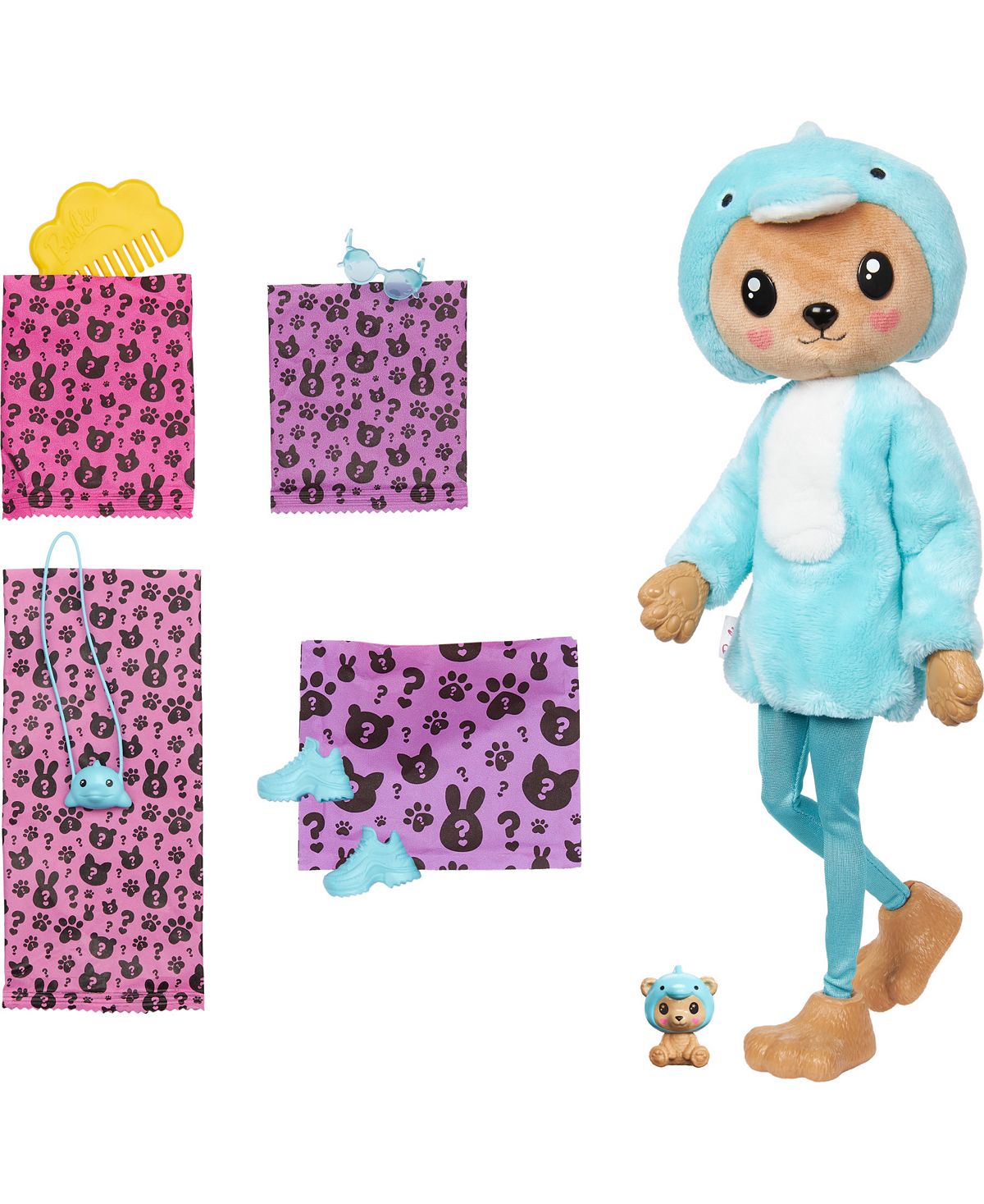 Barbie Cutie Reveal Costume-Themed Series Doll and Accessories with 10 Surprises, Teddy Bear as Dolphin