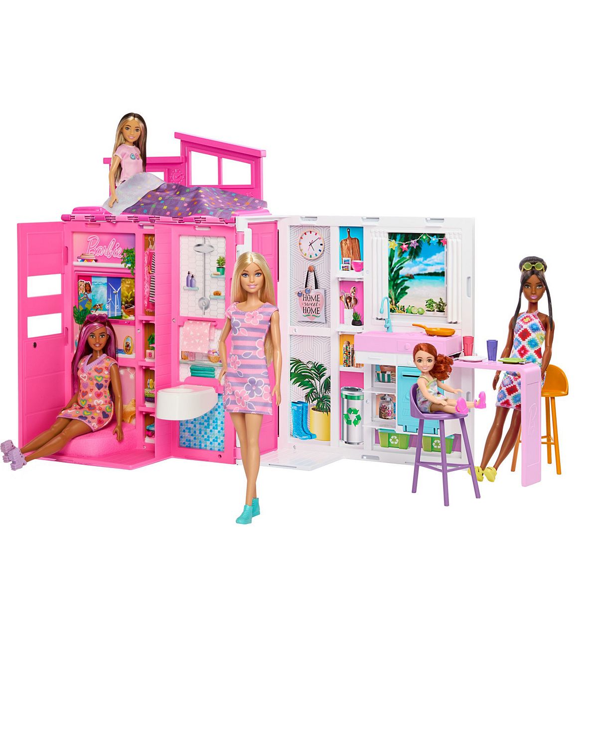 Barbie Getaway Doll House with Barbie Doll, 4 Play Areas and 11 Decor Accessories