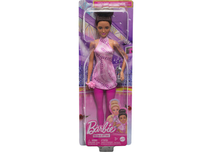 Barbie Careers Figure Skater Doll and Accessories, Brunette in Removable Skate Outfit with Trophy