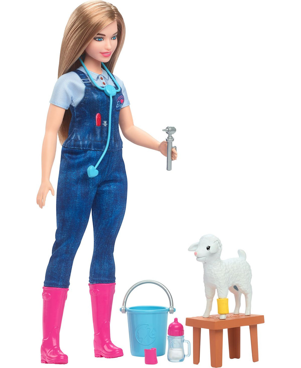 Barbie 65th Anniversary Careers Farm Vet Doll with Wiggling Lamb Ears & Accessories