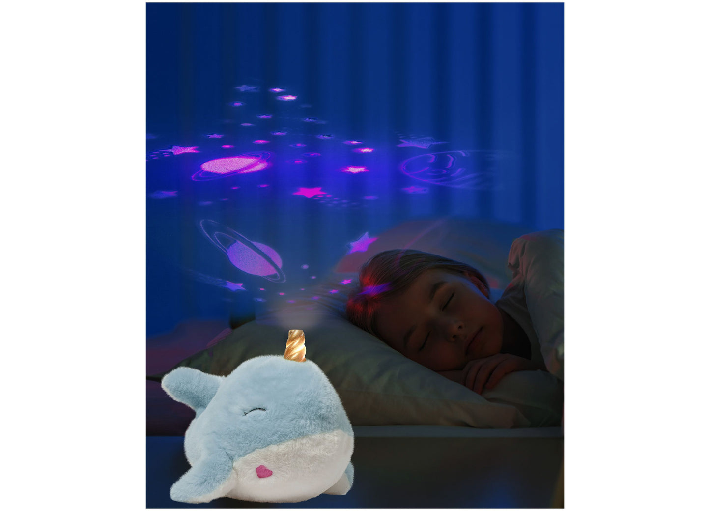 Geoffrey's Toy Box 12-inch Interactive Narwhal Plush with LED Lights and Sound