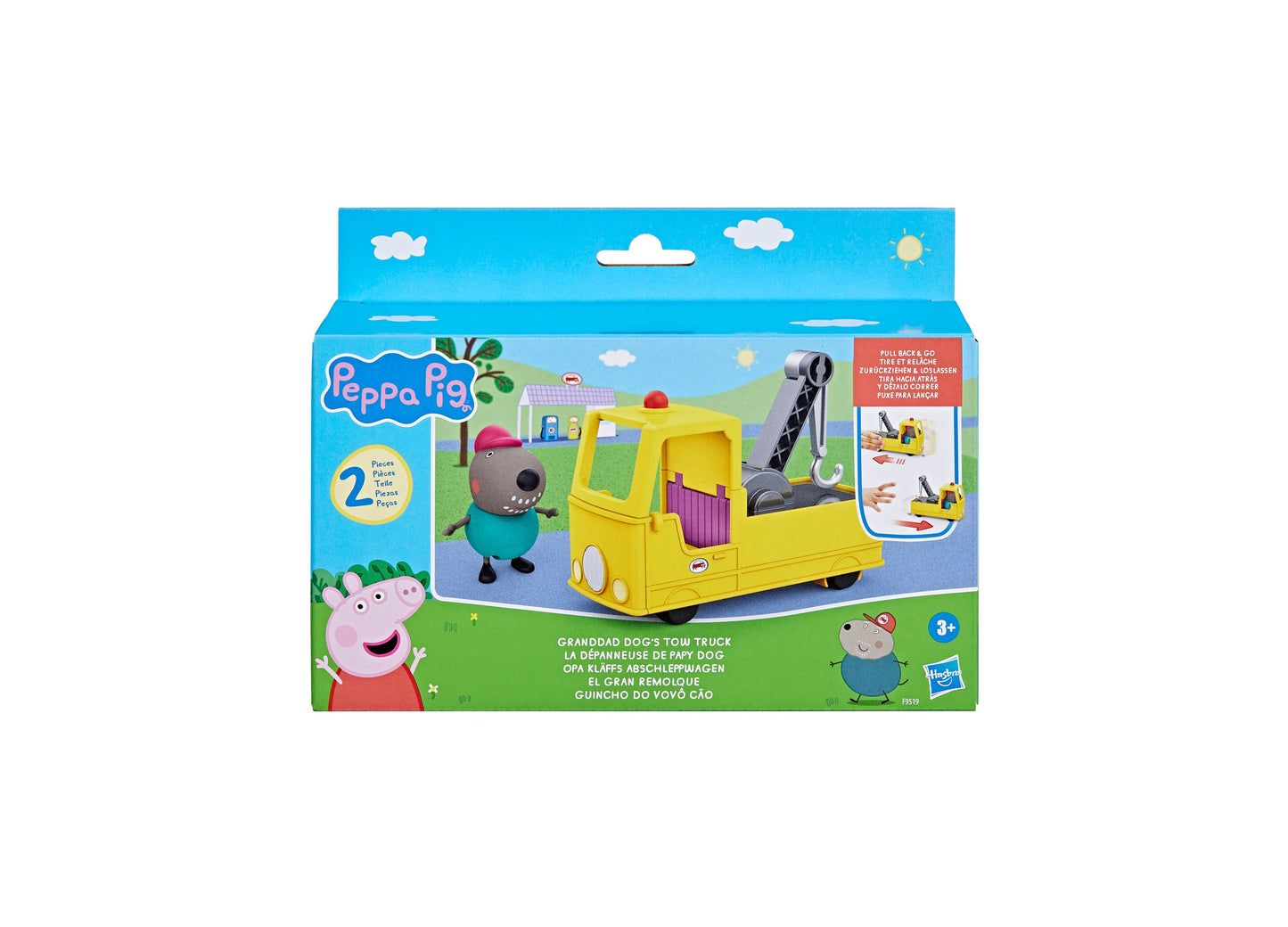 Peppa Pig Granddad Dog's Tow Truck Construction Vehicle and Figure Set, Preschool Toys