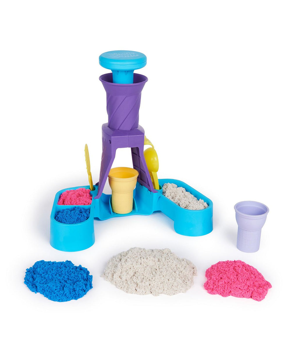 Kinetic Sand Soft Serve Station - Ice Cream Play Set with Blue, Pink, and White Sand