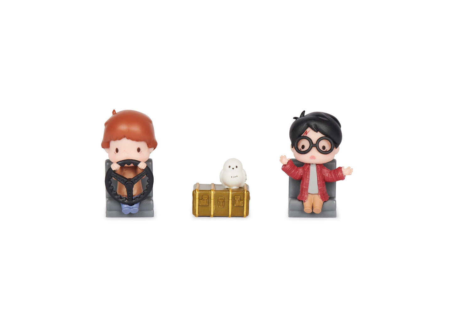 Harry Potter, Micro Magical Moments Year 2 Flying Car Figure Set with Harry, Ron, Hedwig Display Case