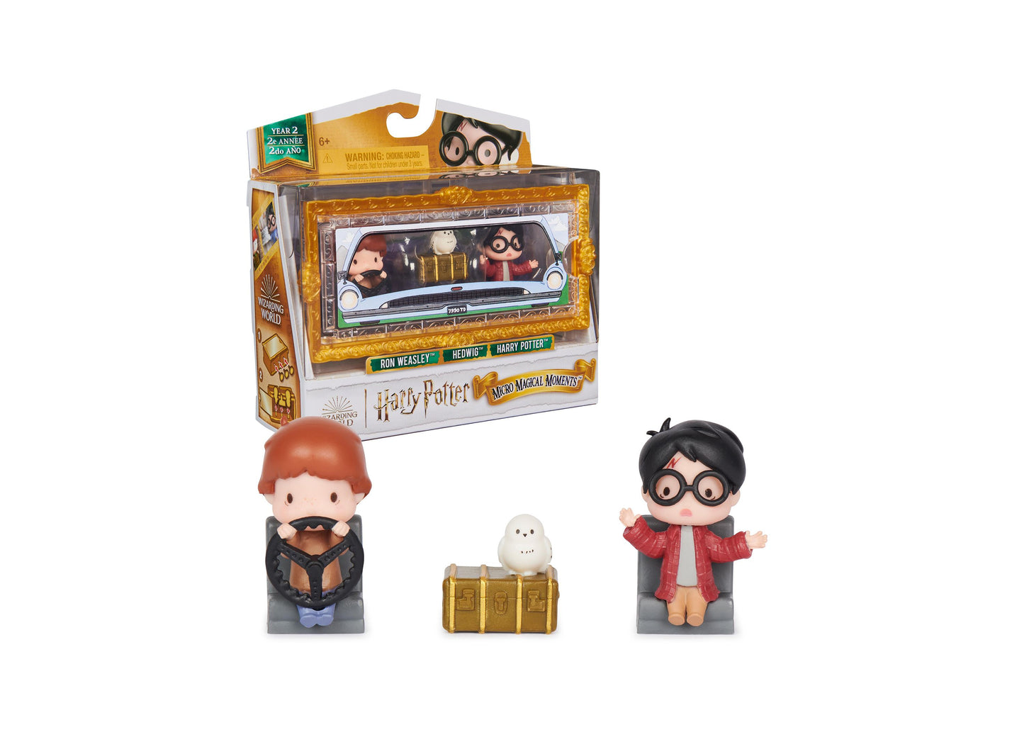 Harry Potter, Micro Magical Moments Year 2 Flying Car Figure Set with Harry, Ron, Hedwig Display Case