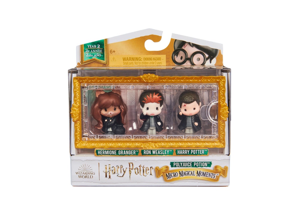 Harry Potter, Micro Magical Moments Year 2 Polyjuice Potion Figure Set with Harry, Hermione, Ron Display Case