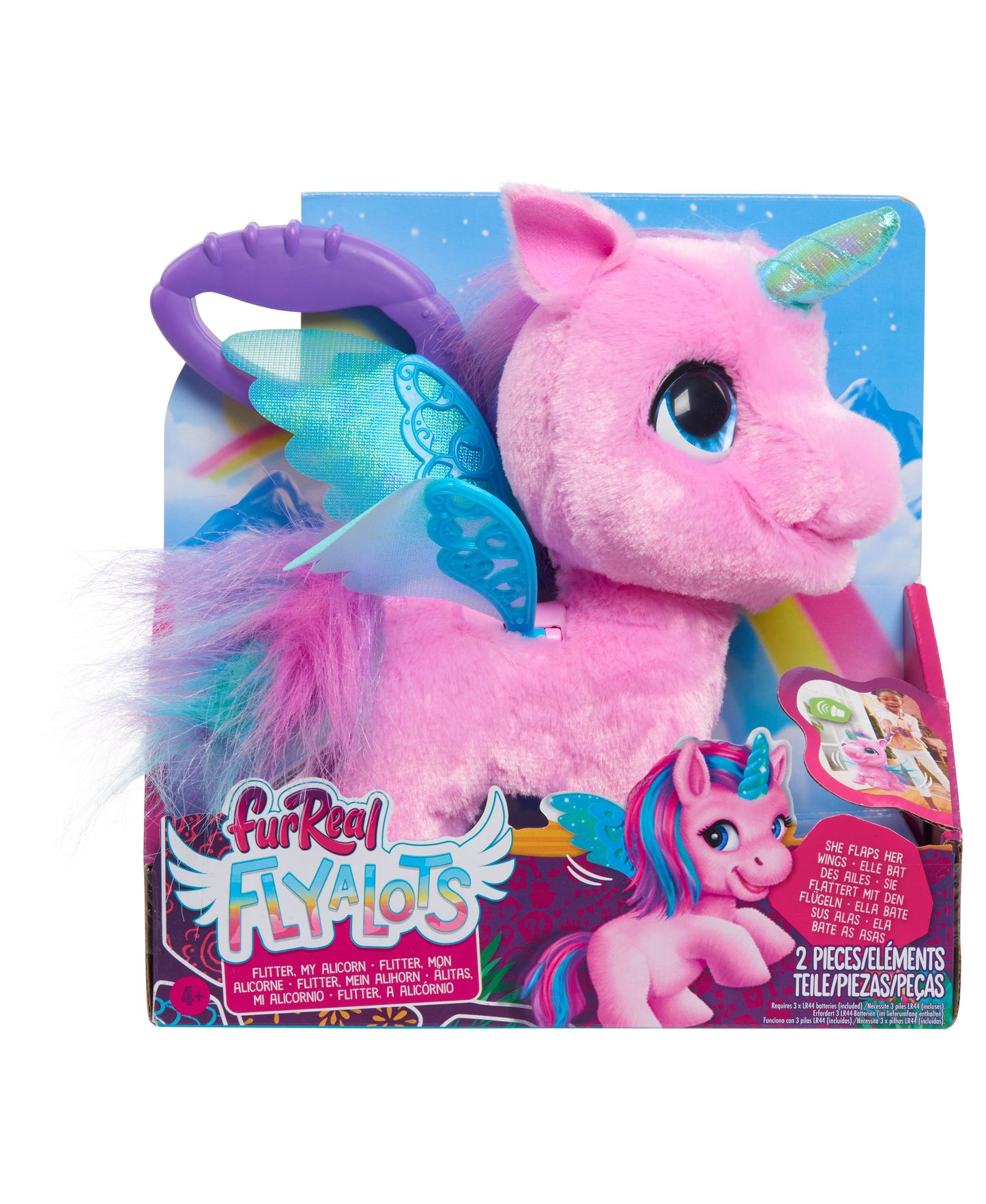 FurReal Friends Fly-A-Lots Alicorn Interactive Plush Toy, Pink Teal Purple