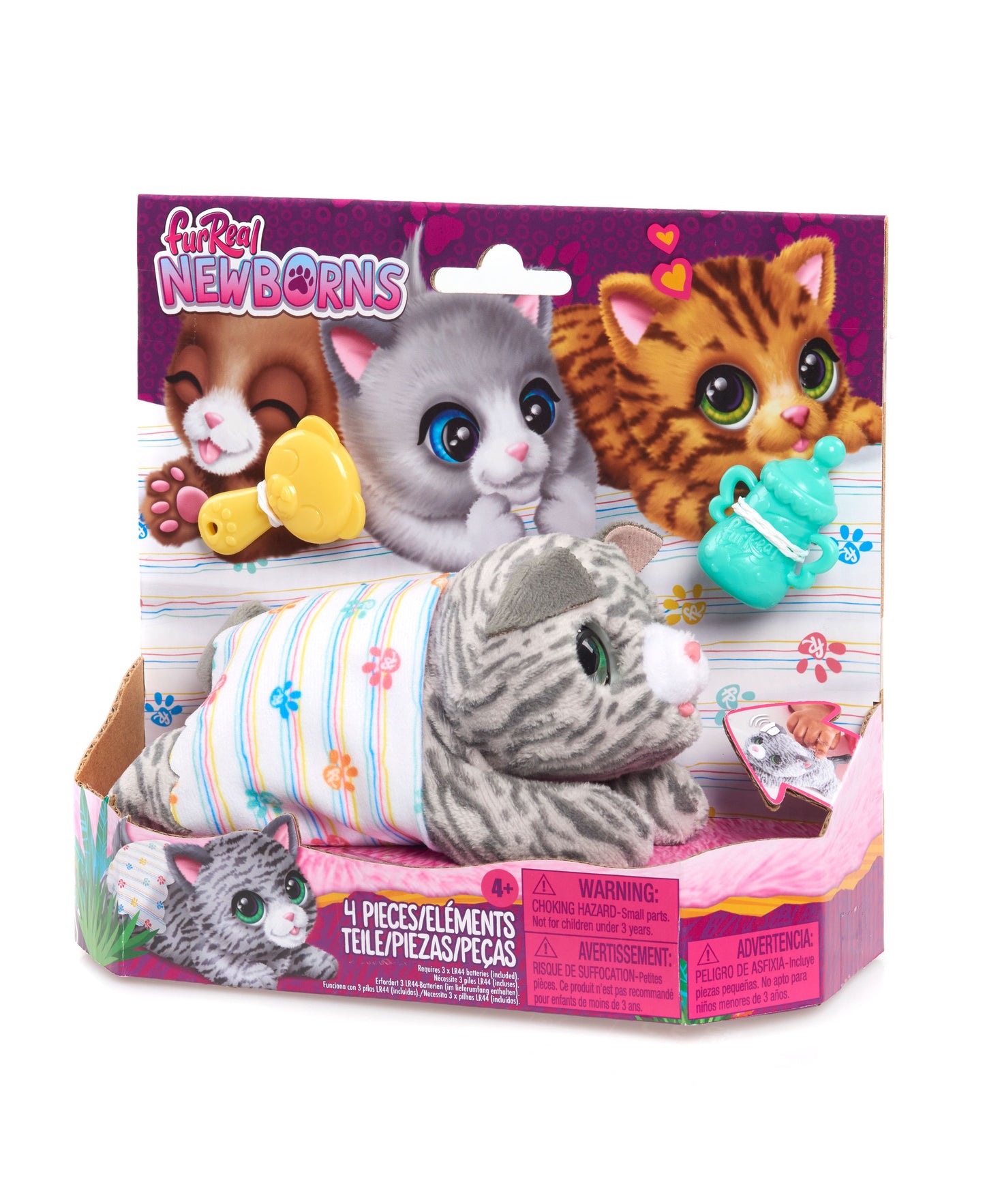 FurReal Friends Newborns Interactive Striped Kitty - Plush Pet with Accessories