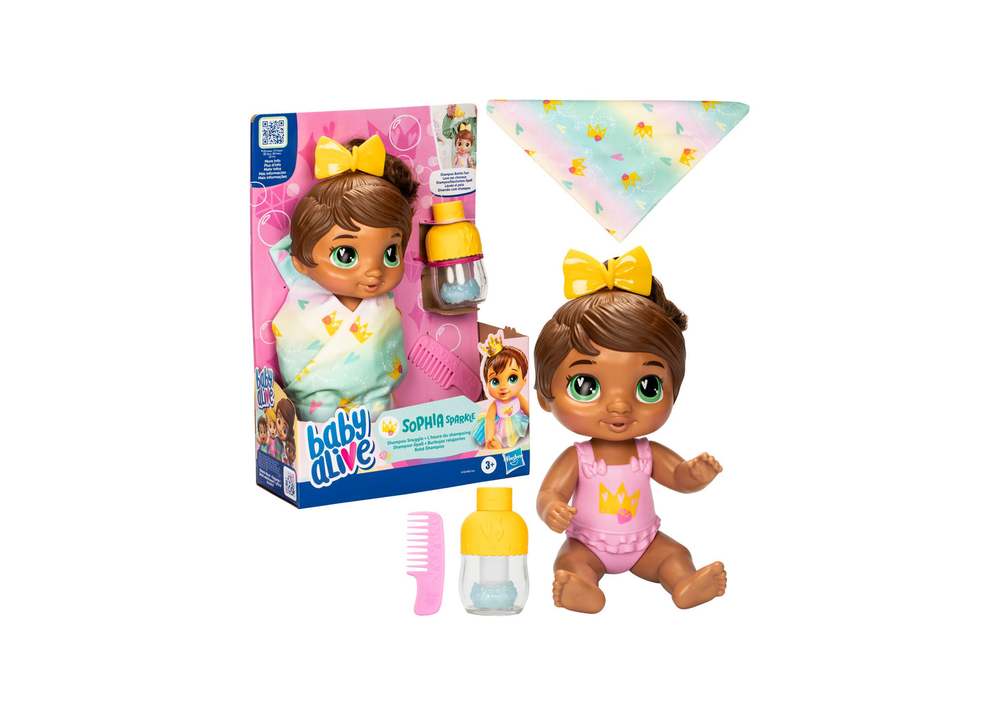 Baby Alive 11-inch Water-Friendly Doll - Sophia Sparkle with Magical Shampoo Bottle