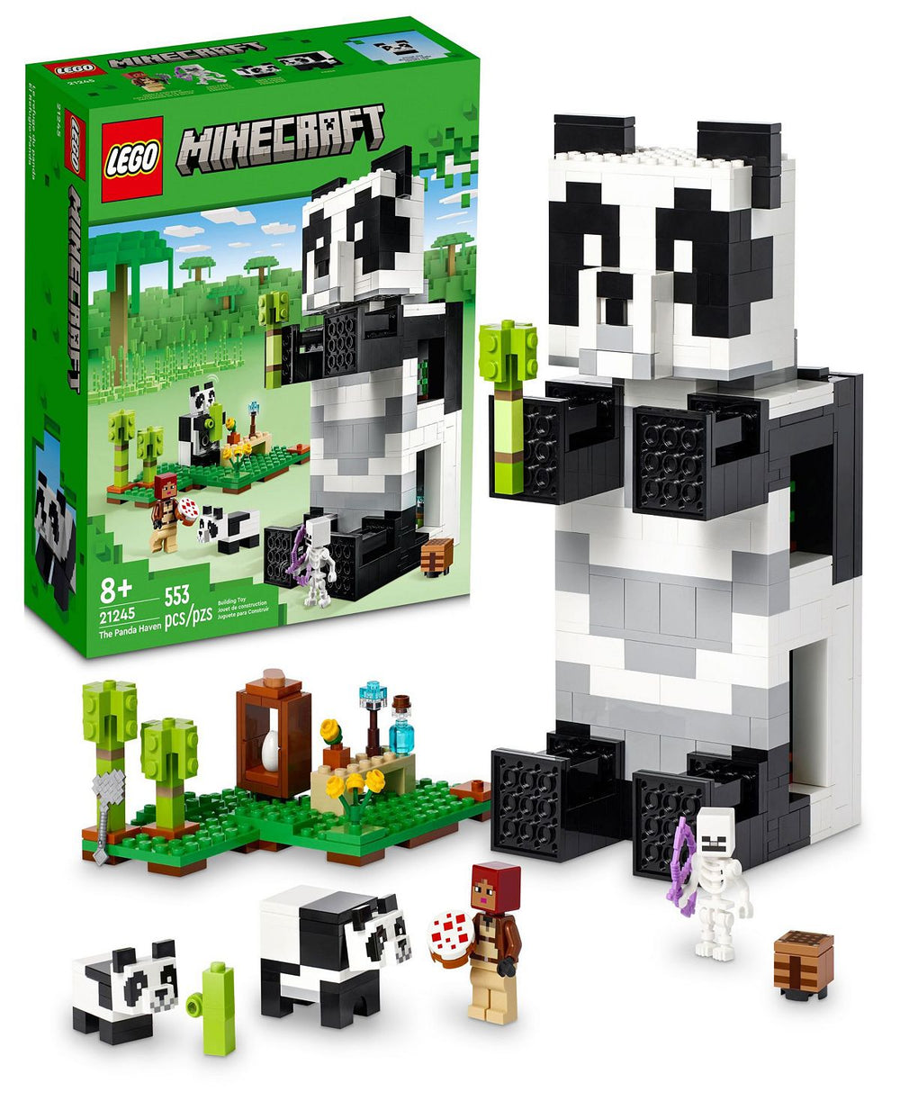 LEGO® Minecraft The Panda Haven 21245 Toy Building Set with Jungle Explorer, Panda, Baby Panda and Skeleton Figures