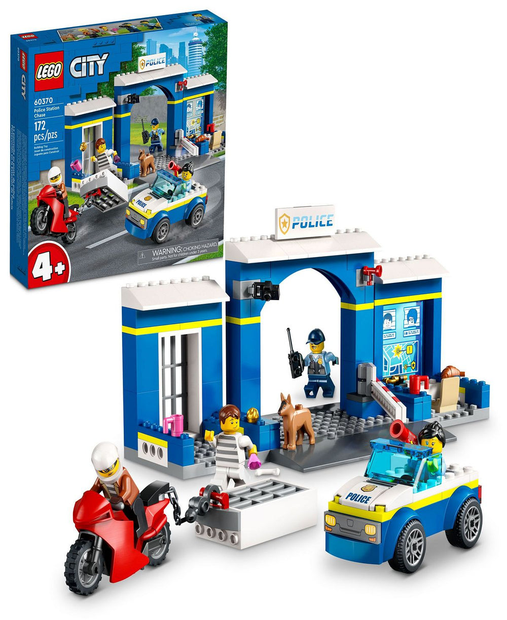 LEGO® City Police Station Chase 60370 Toy Building Set with 2 Police and 2 Crook Minifigures and Police Dog