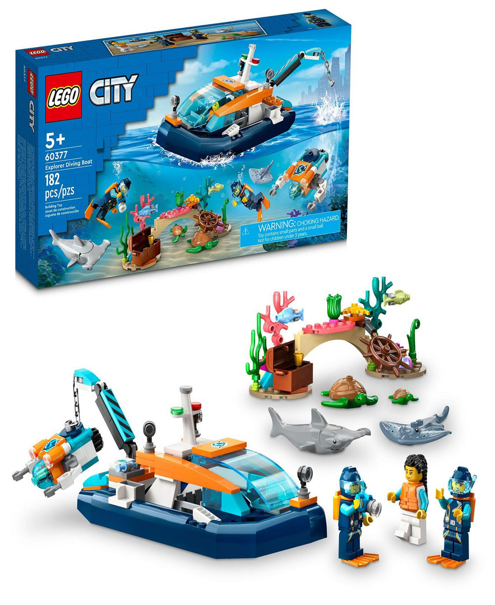 LEGO® City 60377 Exploration Explorer Diving Boat & Minifigure Toy Building Set