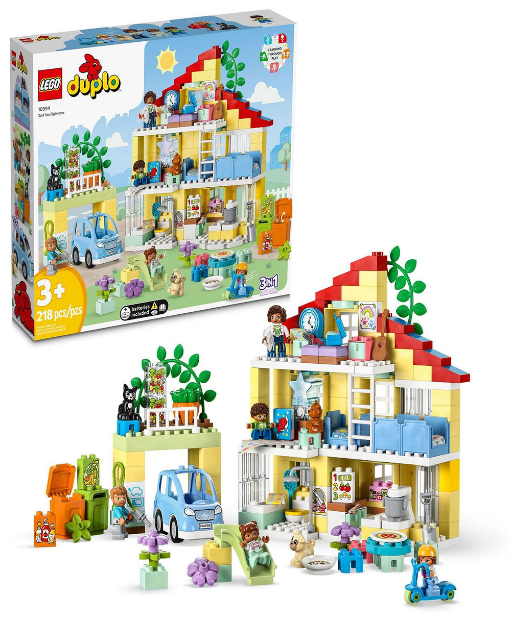 LEGO DUPLO Town 218-Piece 3-in-1 Family House Building Set - STEM Toy for Toddlers