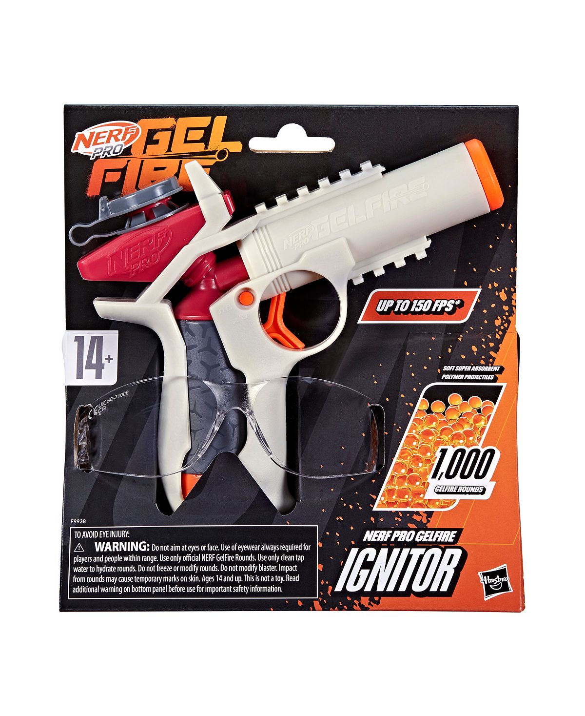 Nerf Pro Gelfire Ignitor Blaster - High Velocity, Single-Fire Blaster with 1000 Rounds