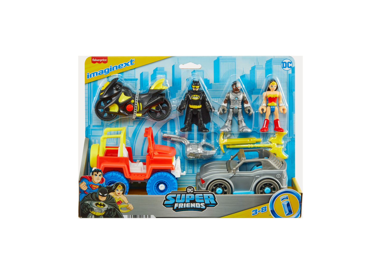 Imaginext DC Super Friends Batman Gift Set with Wonder Woman and Cyborg Preschool Toy, 9 Piece