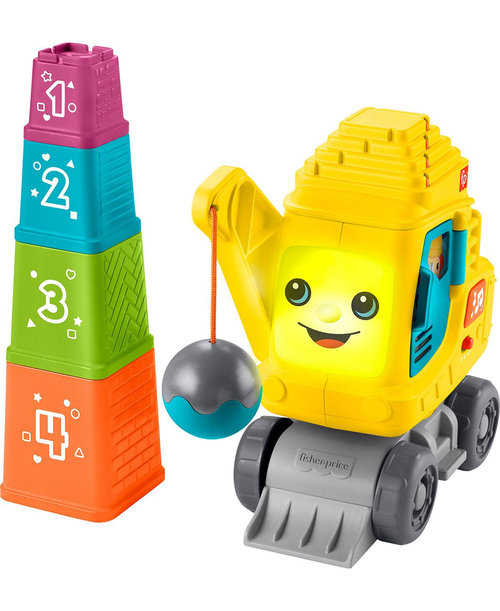 Fisher Price Count and Stack Crane Baby and Toddler Learning Toy with Blocks, Lights and Sounds