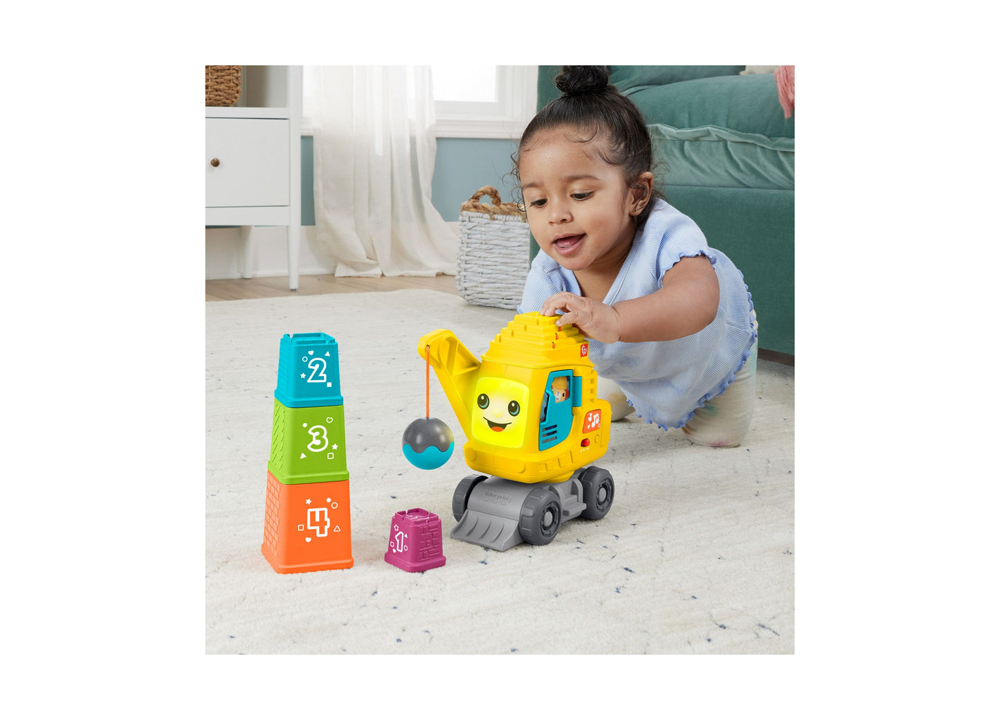 Fisher-Price Count and Stack Crane Learning Toy with Light-Up Blocks