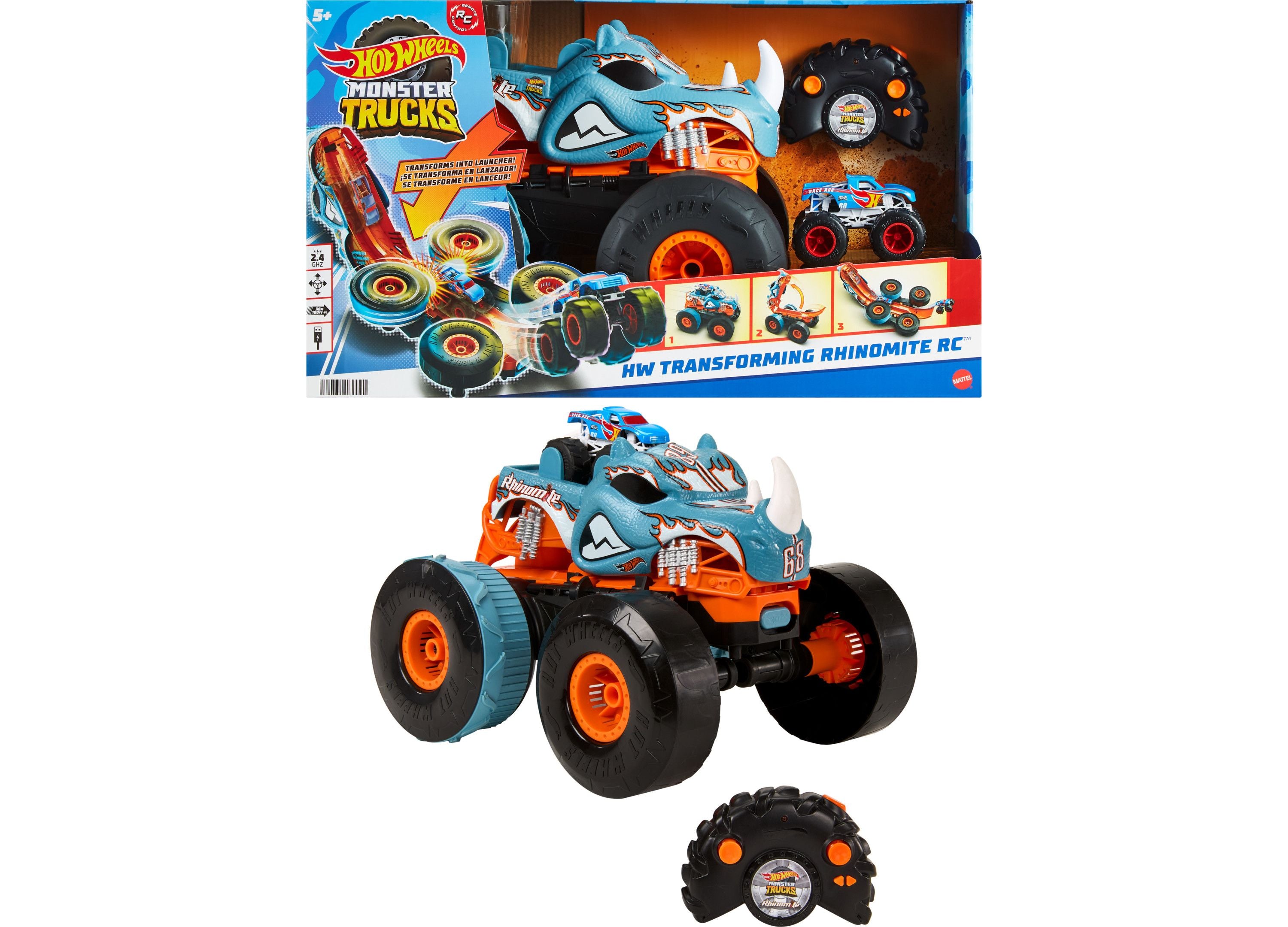 Monster Trucks HW Changing Rhinomite RC in 1 12 Scale with 1 64 Scale Toy Truck Toys R Us