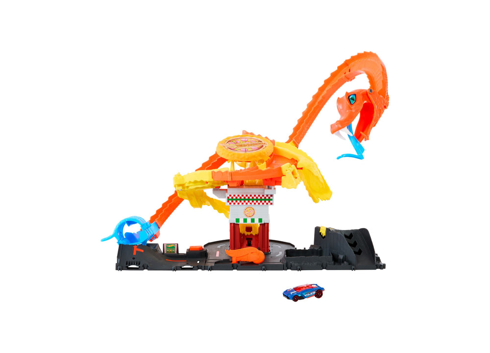 Hot Wheels City Pizza Slam Cobra Attack Playset with 1:64 Scale Toy Car