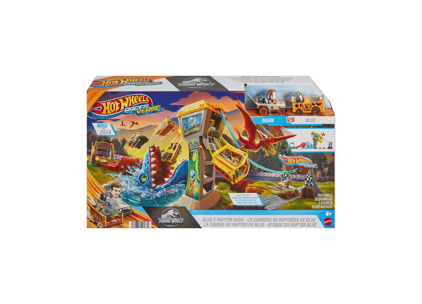 Hot Wheels RacerVerse Jurassic World Blue's Raptor Rush Track Set