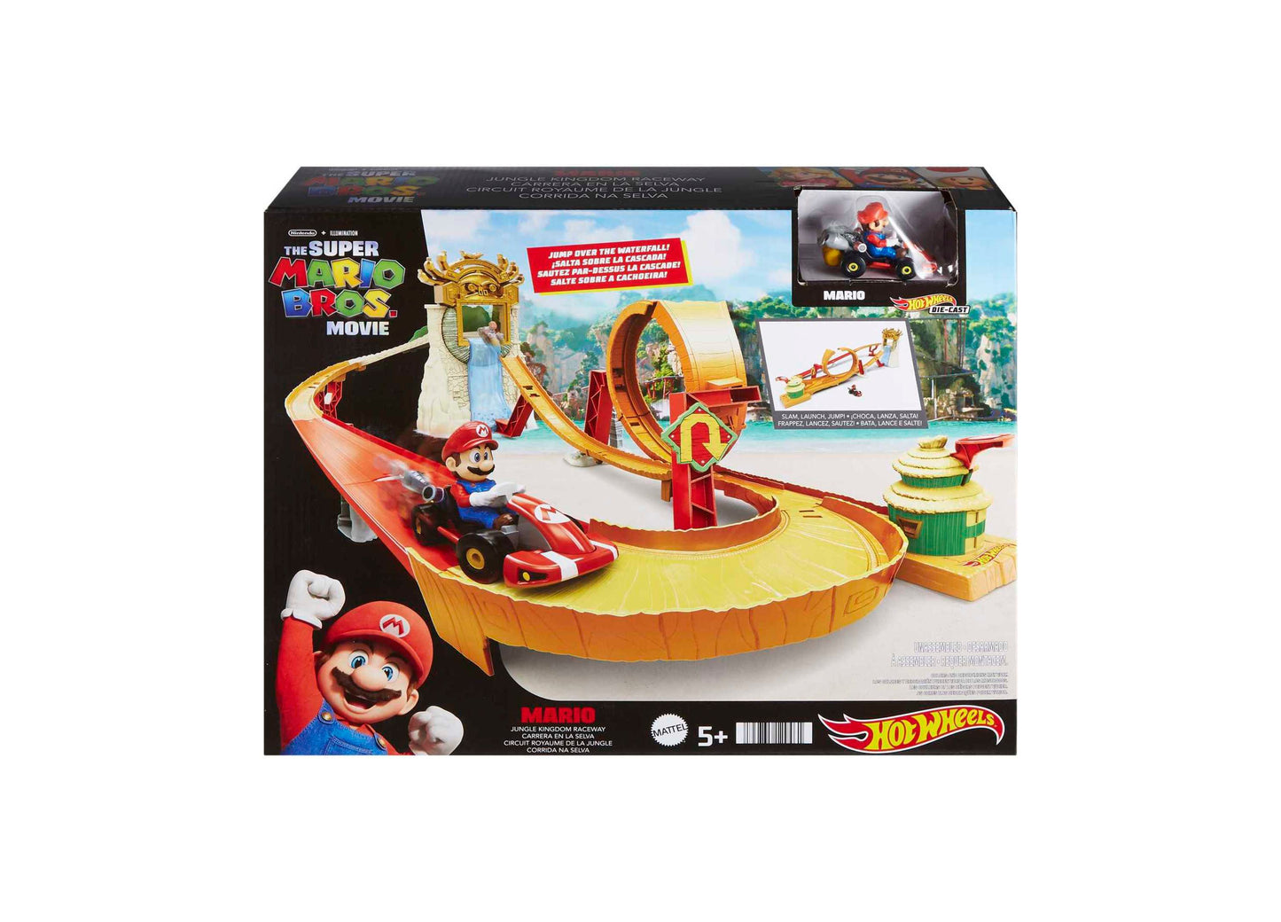 Hot Wheels The Super Mario Bros Movie Jungle Kingdom Raceway Playset with Mario Die-Cast Toy Car