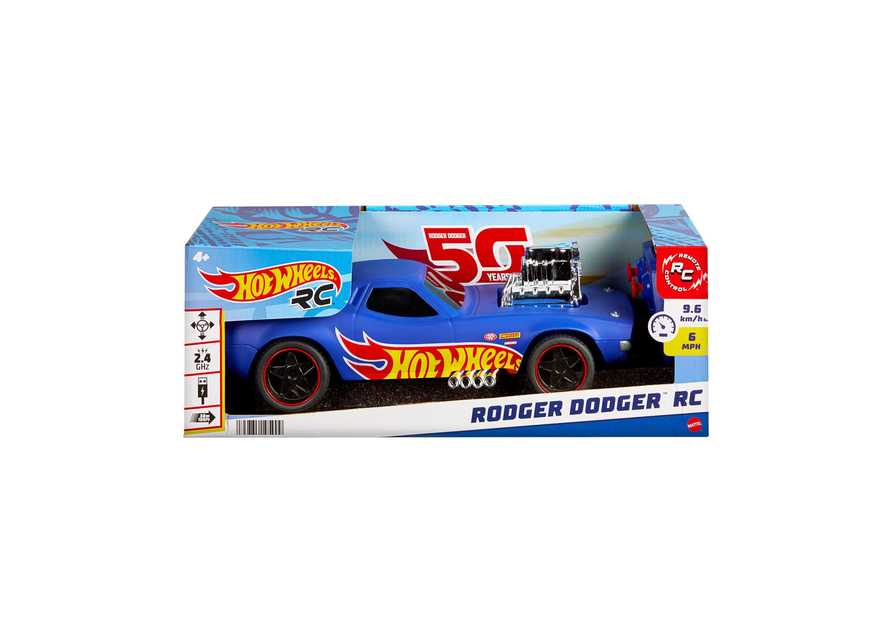 Hot Wheels RC 1 16 Scale Rodger Dodger USB Rechargeable Toy Car Bl Toys R Us